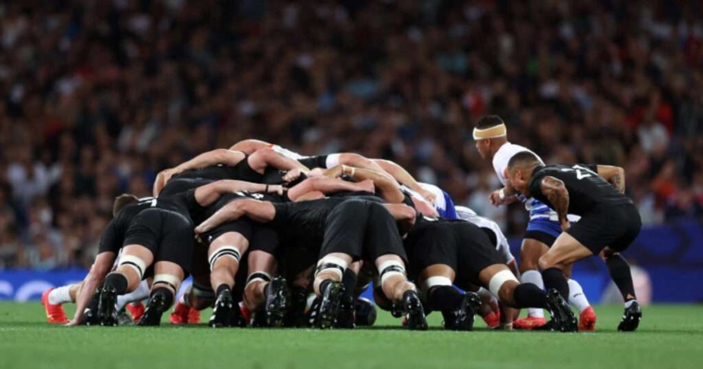 All Blacks 2025 Lions tour scrum preparation in action