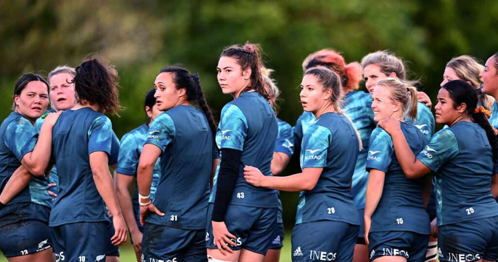 The Black Ferns look on during a New Zealand Black Ferns training session at Gribblehirst Park on June 10, 2022, in Auckland, New Zealand.