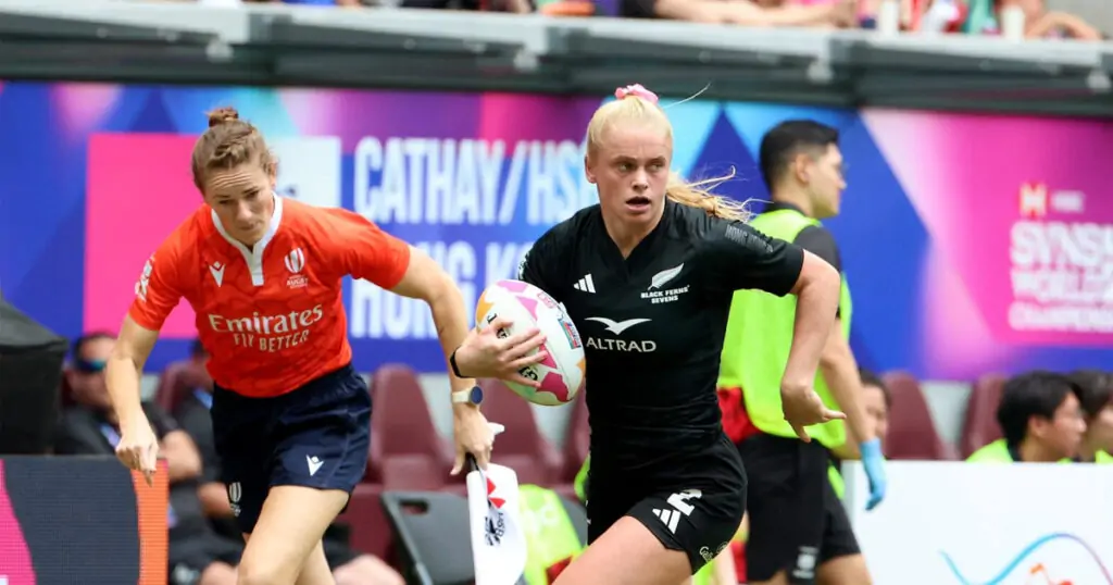 Black Ferns Sevens celebrating Hong Kong Classic 2026 victory