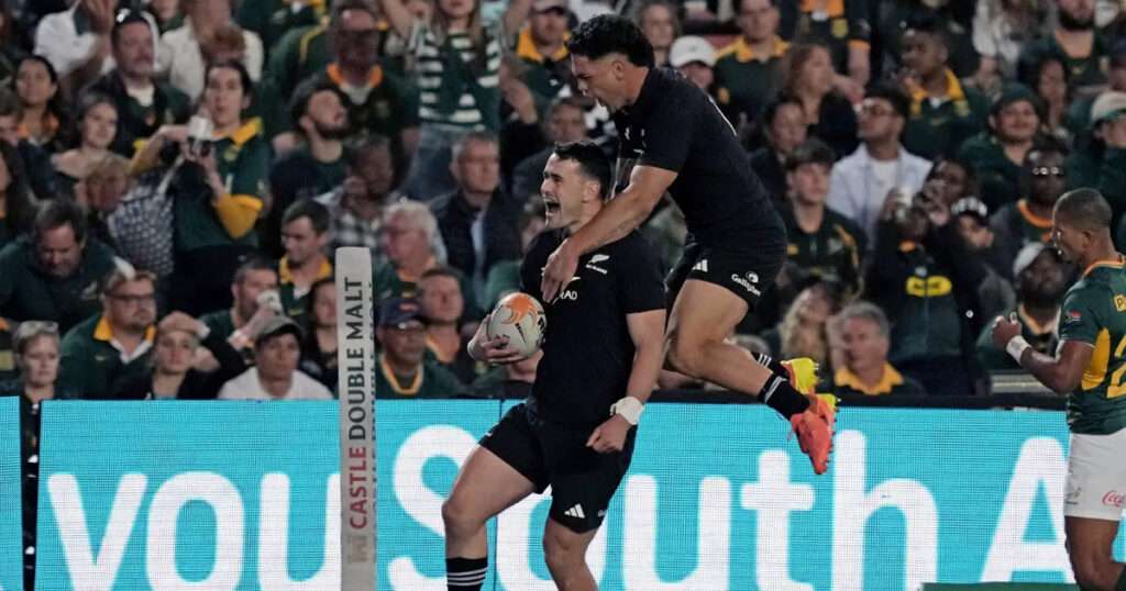 All Blacks vs Springboks First Test action at Ellis Park